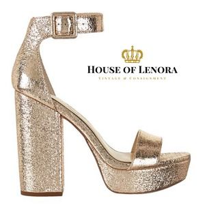 JESSICA SIMPSON Caiya Gold Open Toe Block Heel Sandal, 0439-6